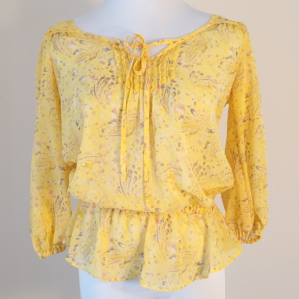 Candie's California Dreaming Print Blouse, S, NEW w/Tags